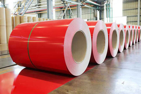 Alta resistência ao intemperismo Z50~275 PPGI Prepaint Color Coating Roll Rot / Red DX51D ou S320gd Para telhados metálicos